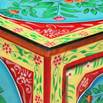 vidaXL Table de chevet peinte à la main 40x30x50 cm Bois de manguier