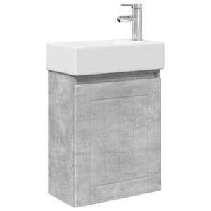 vidaXL Meuble de salle de bain avec robinet Gris béton