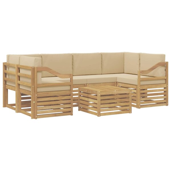 vidaXL Ensemble de canapés d'extérieur 7 Pièces Blanc et Beige Polyester