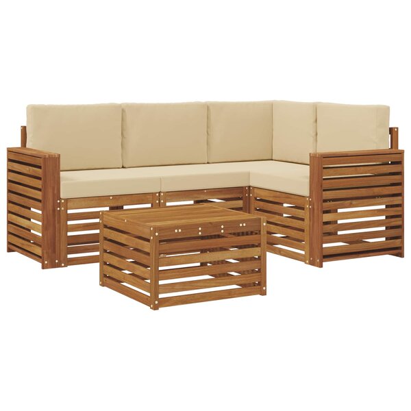 vidaXL Ensemble de canapés d'extérieur 5 pc Naturel et Beige Polyester
