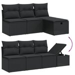 vidaXL Salon de jardin 9 Pièces avec coussins noir résine tressée