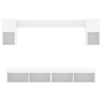 vidaXL Unités murales TV avec LED 6 Pièces blanc bois d'ingénierie