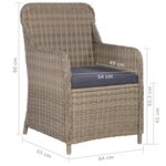 Vidaxl ensemble de salle à manger de jardin 3 pièces marron