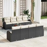 vidaXL Ensemble de canapé de jardin 9 Pièces Noir Poly rotin