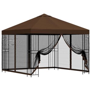vidaXL Abri de jardin avec parois 3 x 3 m Marron Polyester et Acier