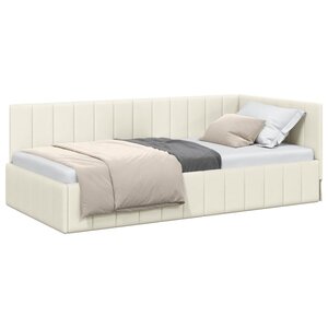 vidaXL Cadre de lit d'angle Crème 90 cm x 190 cm Velours
