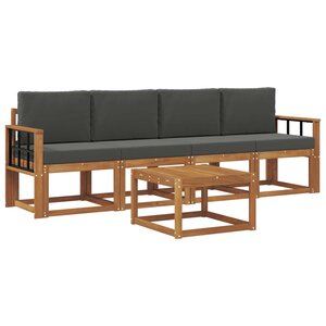 vidaXL Ensemble de canapés d'extérieur 5 Pièces Naturel et Anthracite
