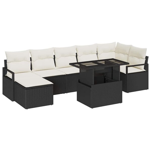 vidaXL Ensemble de canapé de jardin 8 Pièces Noir Poly rotin