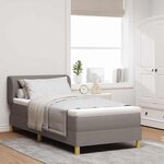 vidaXL Lit Box Spring avec Matelas en Taupe  90x200 cm  Tissu