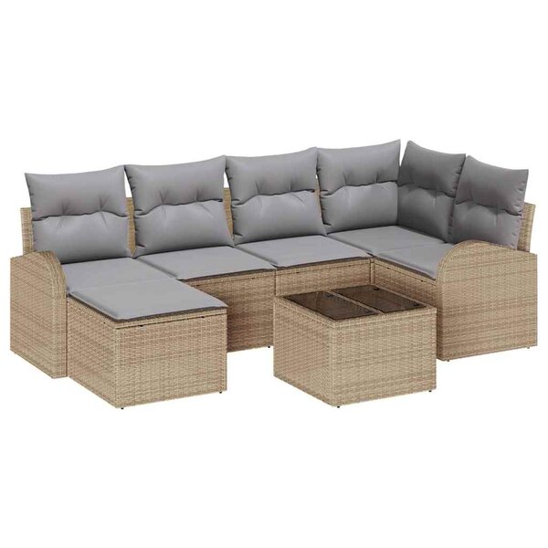 vidaXL Ensemble de canapé de jardin 7 Pièces beige et gris clair