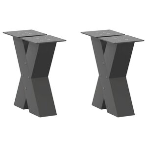 vidaXL Pieds de table basse en forme de X  2 pièces  anthracite  30 x (30-31) cm  acier