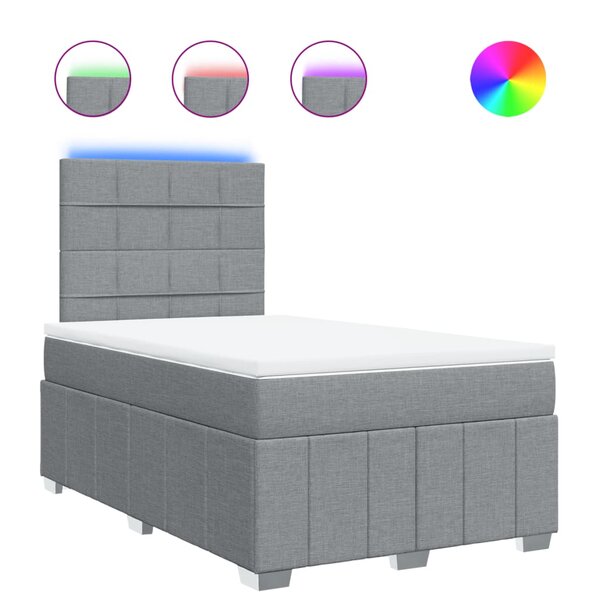 vidaXL Sommier à lattes de lit et matelas gris clair 120x190 cm tissu