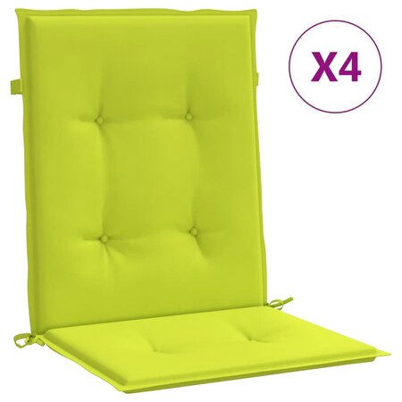vidaXL Coussins de chaise de jardin à dossier bas lot de 4 vert vif