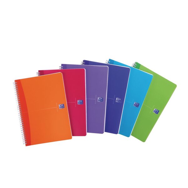 Carnet de bureau My Colours, A4, double spirale polypropylène, 180 pages, ligné, couleurs assorties, compatible SCRIBZEE® (boîte 5 unités)