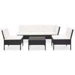 Salon de jardin meuble d'extérieur ensemble de mobilier 6 pièces avec coussins résine tressée noir 02_0016915