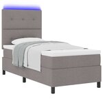 vidaXL Lit à ressorts avec matelas avec LED Taupe 90 x 200 cm tissu
