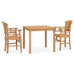 vidaXL Ensemble à manger de jardin 3 Pièces bois de teck solide