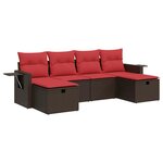 vidaXL Salon de jardin avec coussins 6 Pièces marron résine tressée