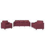 vidaXL Ensemble de canapés 3 Pièces avec coussins rouge bordeaux tissu