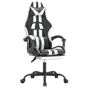 vidaXL Chaise de jeu pivotante et repose-pied Noir et blanc Similicuir