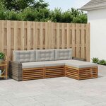 vidaXL Ensemble de canapés d'extérieur 4 Pièces Naturel et gris clair