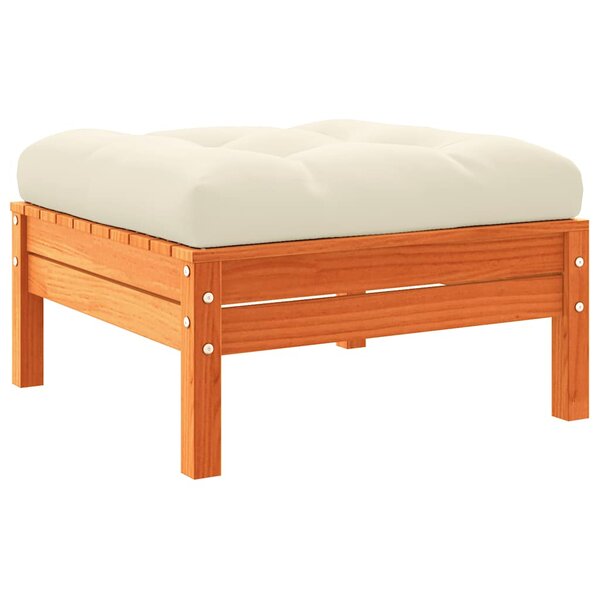 vidaXL Repose-pied de jardin avec coussin bois massif de pin