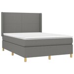 vidaXL Sommier à lattes de lit matelas LED Gris foncé 140x200 cm Tissu