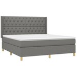 vidaXL Sommier à lattes de lit matelas LED Gris foncé 160x200 cm Tissu