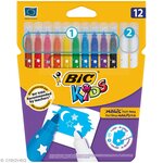 Etui de 12 feutres KIDS FEUTRES MAGIQUES Pte Moy. bloquée 10 Couleurs + 2 effaceurs BIC