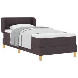 Lit sommier avec matelas vidaXL en marron foncé  90x200 cm  tissu