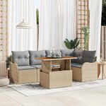 vidaXL Ensemble de canapé de jardin 6 Pièces Beige Poly rotin