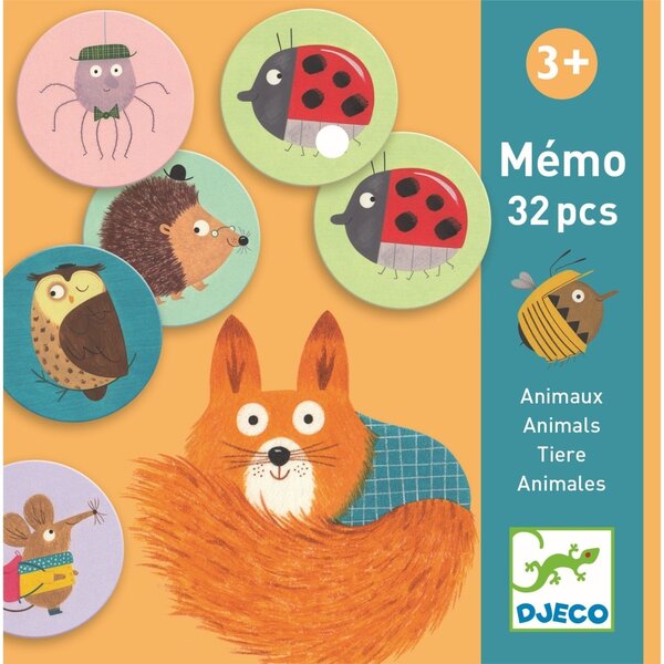 Djeco DJ08116 - Mémo Animaux 32 pièces