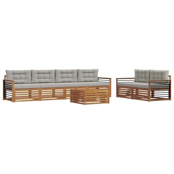 vidaXL Ensemble de canapés d'extérieur 7 Pièces Gris Naturel et Clair