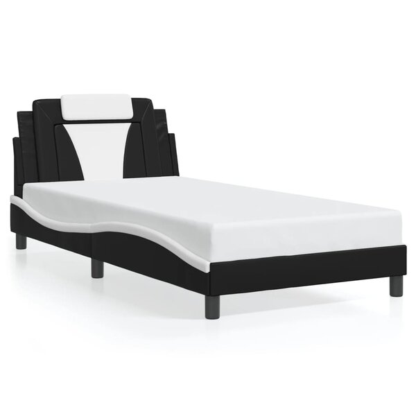 vidaXL Cadre de lit sans matelas noir et blanc 100x200 cm similicuir