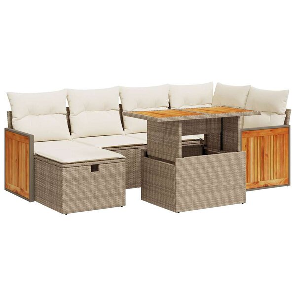 vidaXL Salon de jardin avec coussins 8 Pièces beige résine tressée