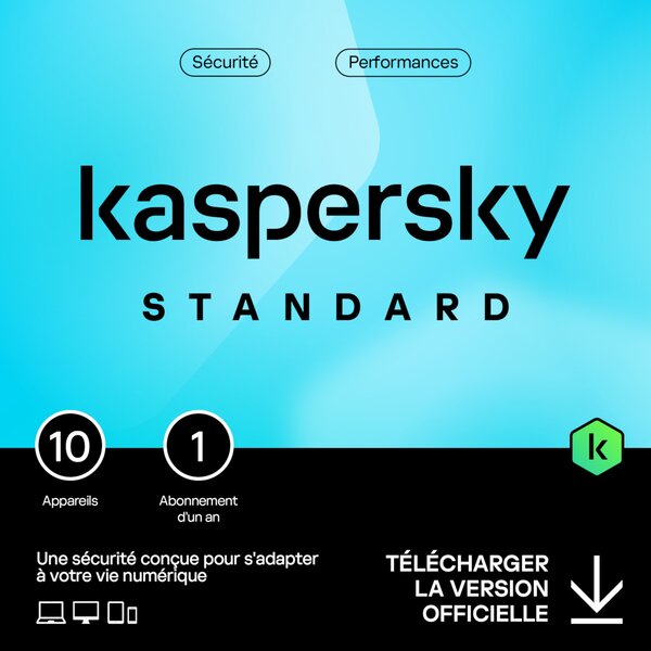 Kaspersky Standard - 10 appareils - Abonnement 1 an