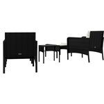 Salon de jardin meuble d'extérieur ensemble de mobilier 5 pièces avec coussins noir résine tressée 02_0016422