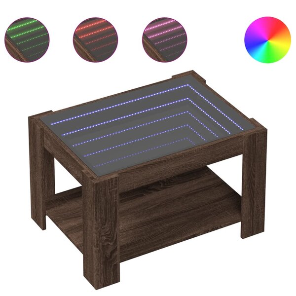 vidaXL Table basse avec LED chêne marron 73x53x45 cm bois d'ingénierie