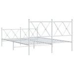 vidaXL Cadre de lit métal sans matelas et pied de lit blanc 140x190 cm