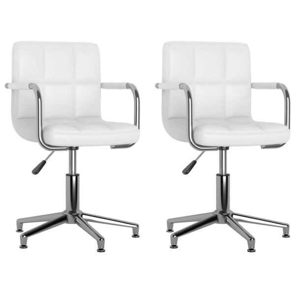 vidaXL Chaises pivotantes à manger lot de 2 blanc similicuir