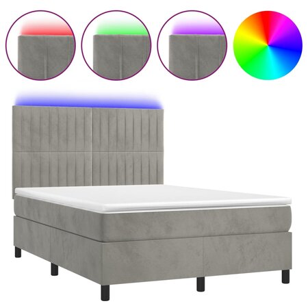 vidaXL Sommier à lattes de lit avec matelas LED Gris clair 140x190 cm