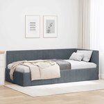 vidaXL Cadre de lit d'angle Gris foncé 100 x 200 cm Velours
