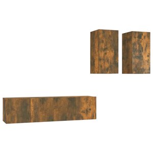 vidaXL Ensemble de meubles TV 4 Pièces Chêne fumé Bois d'ingénierie