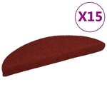 vidaXL Tapis d'escalier autocollants 15 pièces 56 x 17 x 3 cm Rouge bordeaux Demi-rond
