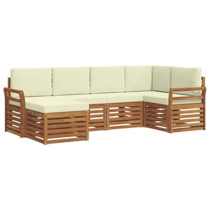 vidaXL Ensemble de canapé d'angle avec coussin 6 Pièces Naturel et Crème