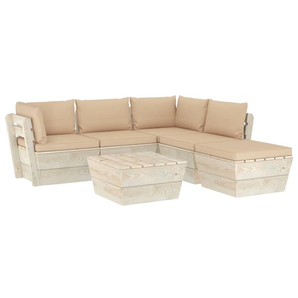 vidaXL Salon de jardin palette 6 Pièces avec coussins Épicéa imprégné