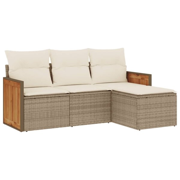 vidaXL Salon de jardin avec coussins 4 Pièces beige résine tressée