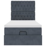 vidaXL Cadre de lit ottoman avec matelas gris foncé 100x200 cm velours