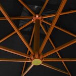 vidaXL Parasol de jardin suspendu avec mât noir bois de sapin massif
