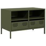 vidaXL Meuble TV vert olive 68x39x43 5 cm acier laminé à froid